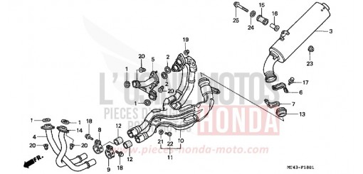 SILENCIEUX D'ECHAPPEMENT (VFR750FR/FS/FT/FV) VFR750FS de 1995